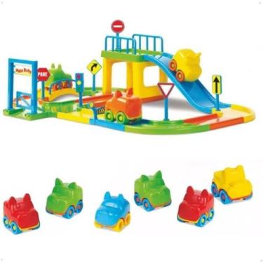 Imagem de Pista de Carrinho Brinquedo Infantil Carros + 6 Carrinhos - DIVPLAST