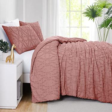 Imagem de Southshore Fine Living, Inc. Conjunto de cama de edredom jacquard com recorte alternativo para todas as estações, colcha macia e confortável 3 peças com duas capas combinando, Boho Withered Rose, King / California King