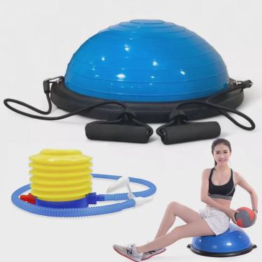Imagem de Bola Bosu Com Elastico Grande Yoga Reabilitaçao Pilates Fisioterapia Academia Ginastica Alongamento Musculaça Step Força Equilibrio Corpo Todo Treino