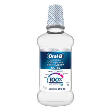 Imagem de Enxaguante bucal noite zero álcool menta refrescante oral-b 100% frasco 500ML