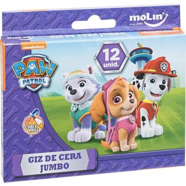 Imagem de Giz de Cera Jumbo Patrulha Canina 12 Unidades Molin Não Tóxico