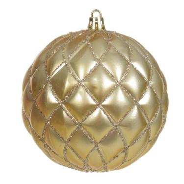 Imagem de Jg 3 bola decorada natalina pvc dourada com glitter 10CM