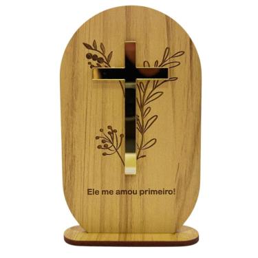 Imagem de Ele Me Amou Primeiro, Totem Cruz, Totem Jesus Cristo 12,5 cm