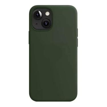 Imagem de Capa Capinha Case Para iPhone 11 a 16 Silicone Forro Aveludado Premium (Verde Militar, 12 promax)