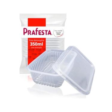 Imagem de Potes Descartáveis com Tampa, 350ml, para Freezer e Microondas, Transparente, 24 Unidades