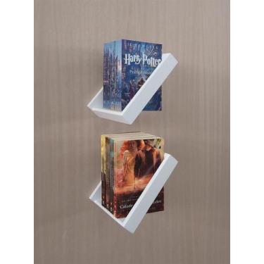 Imagem de Prateleira Porta Livros Suporte Estante Nicho Decorativo 2 Peças Pared