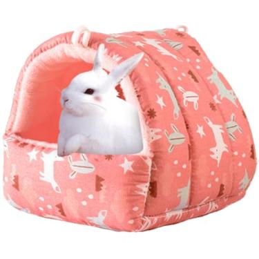 Imagem de Copfeu Cama de porquinho da índia, esconderijo de hamster, lavável, acessórios para gaiola de animais pequenos para coelhos anões, chinchilas, hamsters, ouriços, furões, dragões barbudos e ratos (rosa