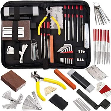 Imagem de Kit de Guitarra, Conjunto de 57 Peças Kit de Configuração de Guitarra Kit de Ferramentas de Guitarra Ferramentas de Manutenção para Guitarra, Ukulele, Baixo, Banjo, Instrumentos