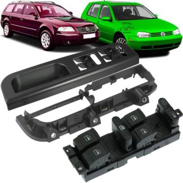 Imagem de Puxador Completo Porta Motorista Botão Vidro Golf Bora Passa - OKM