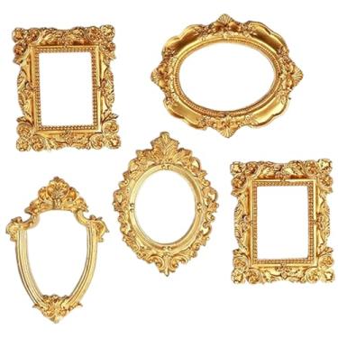 Imagem de 5 Peças, Molduras Antigas Barroco Retrô Resina Vintage Moldura Oval Retangular Escudo Vintage Molduras para Decoração de Casa, Molduras Vintage
