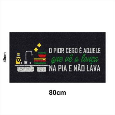 Imagem de Tapete Capacho Louça Na Pia E Não Lava 80X40 Entrada Apto - Megatap