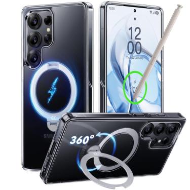 Imagem de Capa de telefone CASEKOO Crystal Clear 360° Spin Magnetic Stand para Samsung Galaxy S25 Ultra