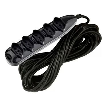 Imagem de Extensão Cabo Elétrico 5 Metros 5 Tomadas 3 Pinos Bivolt