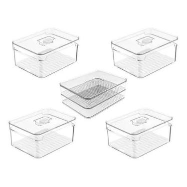 Imagem de Kit 4 Organizadores De Geladeira 2,2L E Porta Frios Duplo Ou