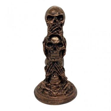 Imagem de Escultura Toten 3 Crânios Cobreado 12,50 cm Resina - Lua Mística - 100
