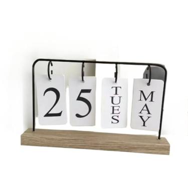 Imagem de Calendário de Mesa Decorativo com Plaquinhas PretoDourado Permanente Escritório(Preto)