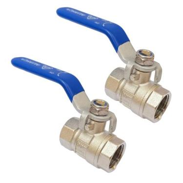 Imagem de Kit 2 Registro Válvula Esfera 1/2 Pol Metal Latão Água Quente Fria - A