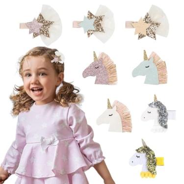 Imagem de NUOSYI Clipes de chifre de unicórnio para meninas, crianças, mulheres, 8 peças (mistas, tamanho único)