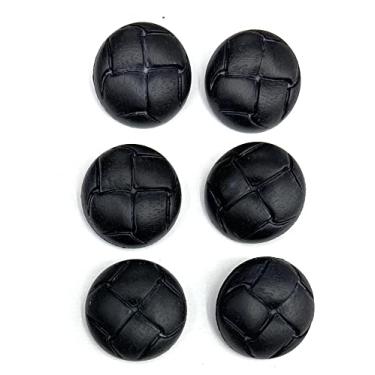 Imagem de Conjunto de botões pretos com aparência de couro, design trançado, casacos, blazer esportivo, botões-1-1/8", 6 Leather Look Black Buttons, 6
