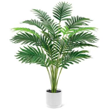 Imagem de Palmeira artificial Der Rose 71 cm com vaso branco interno/externo