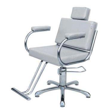 Imagem de Cadeira Poltrona Lotus Fixa Hidráulica Estofado Prata Acetinado - Move