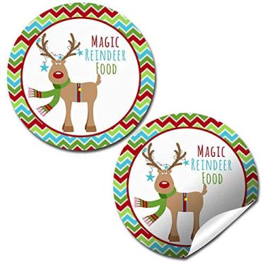 Imagem de Magic Reindeer Food Holiday Christmas Thank You Sticker Labels, 40 2" Party Circle Stickers by AmandaCreation, Great for Gifts & Goodie Bags