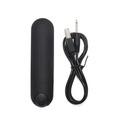 Imagem de Vibrador Bullet, 10 Modos de Vibração, 10cm, Recarregável USB, Acabamento Aveludado (Preto)