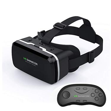 Imagem de Fone de ouvido VR com controle remoto, óculos 3D fone de ouvido de realidade virtual para jogos VR e filmes 3D, fone de ouvido VR para iPhone e telefone Android, óculos VR adequados para crianças e adultos