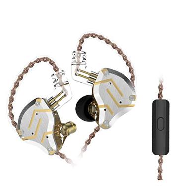 Imagem de Fones de ouvido Five Driver, KZ ZS10 PRO de alta fidelidade com isolamento de ruído/fones de ouvido com cabo removível de 2 pinos 0,75 mm, Glare Gold, With MIC