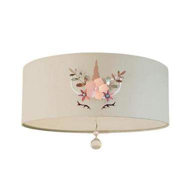 Imagem de Luminária Infantil Quarto Menina Unicórnio C/Cristal Cinza - Tom luz