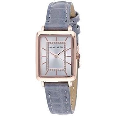 Imagem de Anne Klein Relógio feminino com pulseira crocodilo acentuada com glitter, AK/3820, Cinza/ouro rosa, Japonês