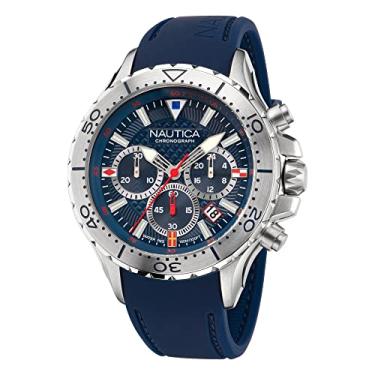 Imagem de Nautica Relógio masculino NST Chrono Blue Silicone Strap (Modelo: NAPNSF201), Azul, Moderno
