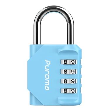 Imagem de Puroma Pacote com 1 cadeado de combinação para locker, cadeado impermeável de 4 dígitos para escola, academia, esportes, cerca, caixa de ferramentas, portão, estojo, ao ar livre, armazenamento de