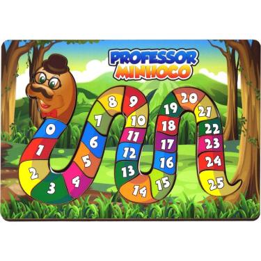Imagem de Professor Minhoco Numerais - Madeira - Colorido - 83533 - Maninho Artesanatos