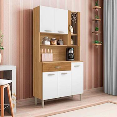 Imagem de Cozinha Compacta Kits Paraná Golden Com 6 Portas, 1 Gaveta E 1 Prateleira Freijó/patina/ripado