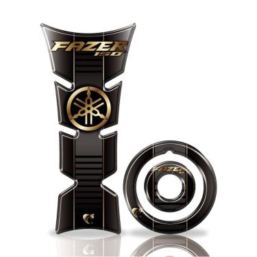 Imagem de Kit Protetor De Tanque E Bocal Moto Fazer Dourado Dourado