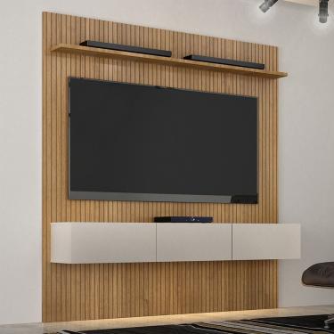 Imagem de Estante Home Suspenso Frisado Para Tv Até 70 Polegadas Curitiba Valdemóveis Cinamomo/off White