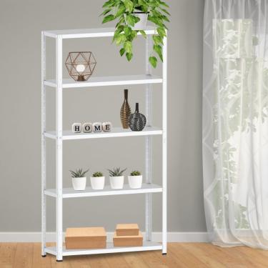 Imagem de Estante Para Livros Com Estrutura Metálica 5 Prateleiras Branco