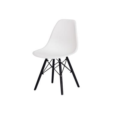 Imagem de Cadeira Eiffel Eames Branca Base Madeira Preta