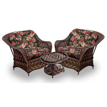 Imagem de Conjunto De Poltronas Fibra Sintética Naja - 2 Poltronas + 1 Mesa Centro - Tecido Maui Preto