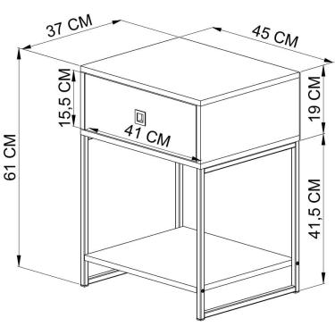 Imagem de Kit 02 Mesas De Cabeceira Estilo Industrial 01 Gvt P1026 Mell Branco Pp Mell Branco