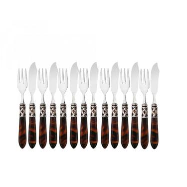 Imagem de Conjunto Garfo Faca Peixe Cozinha 14 Peças Aladdin Bugatti