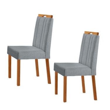 Imagem de Kit 2 Cadeiras ágata Com Puxador Móveis Minas Cor Linho Cinza