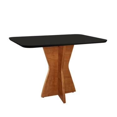 Imagem de Mesa De Jantar Madri 160x90cm Tampo Retângular Vidro Móveis Minas Cor Preto
