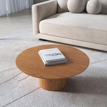 Imagem de Mesa De Centro Gama Redonda 90cm X 90cm X 30cm Natural Carvalho