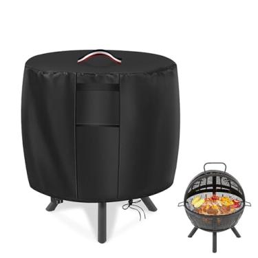 Imagem de Agustone Capas Para Fogueira Redondas, Cobertura De 35" Com Esferas Globo Mesa Ao Ar Livre, Lareira A Gás Propano - 33" Dx 30"