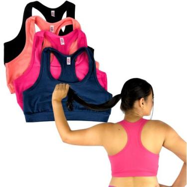 Imagem de Kit 5 Top Academia Sem Bojo Feminino Modelo Nadador Liso Fitness - Sol