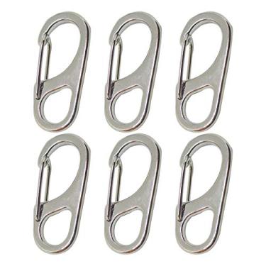 Imagem de Bytiyar Mosquetão Pequeno Com De Metal 1,85" (47 Mm) Fecho Mola Olhal Fixo, Chaveiro Corda Parocord, 6 Peças, Prata