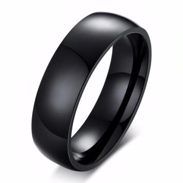 Imagem de TTVOVO Anel masculino simples cúpula anel de 6 mm preto banhado a arma anel simples para homens mulheres meninos menina simples abobadado altamente polido anel de noivado anel clássico ajuste confortável joia presente, preto, tamanho 6, Sem pedra preciosa