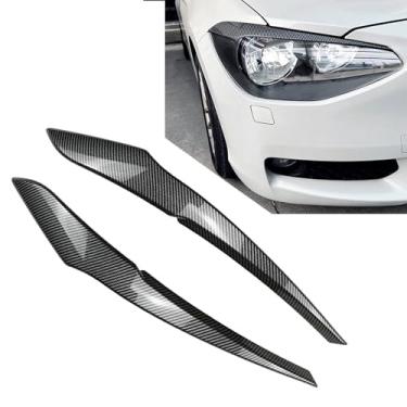 Imagem de FINMOKAL Capa de acabamento de sobrancelha de pálpebra do farol dianteiro do carro compatível com BMW Série 1 F20 F21 2011-2014 versão base (aparência de fibra de carbono)
